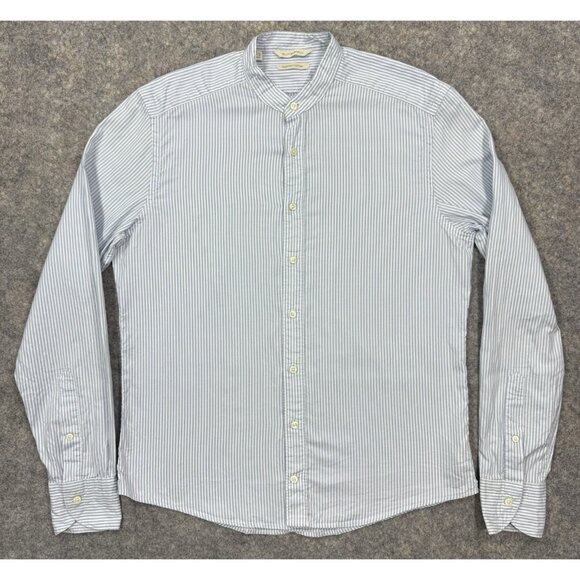 Suitsupply Mens Shirt Size 38 15 Slim Fit Band Collar Egyptian Cotton Stripe - Picture 1 of 9